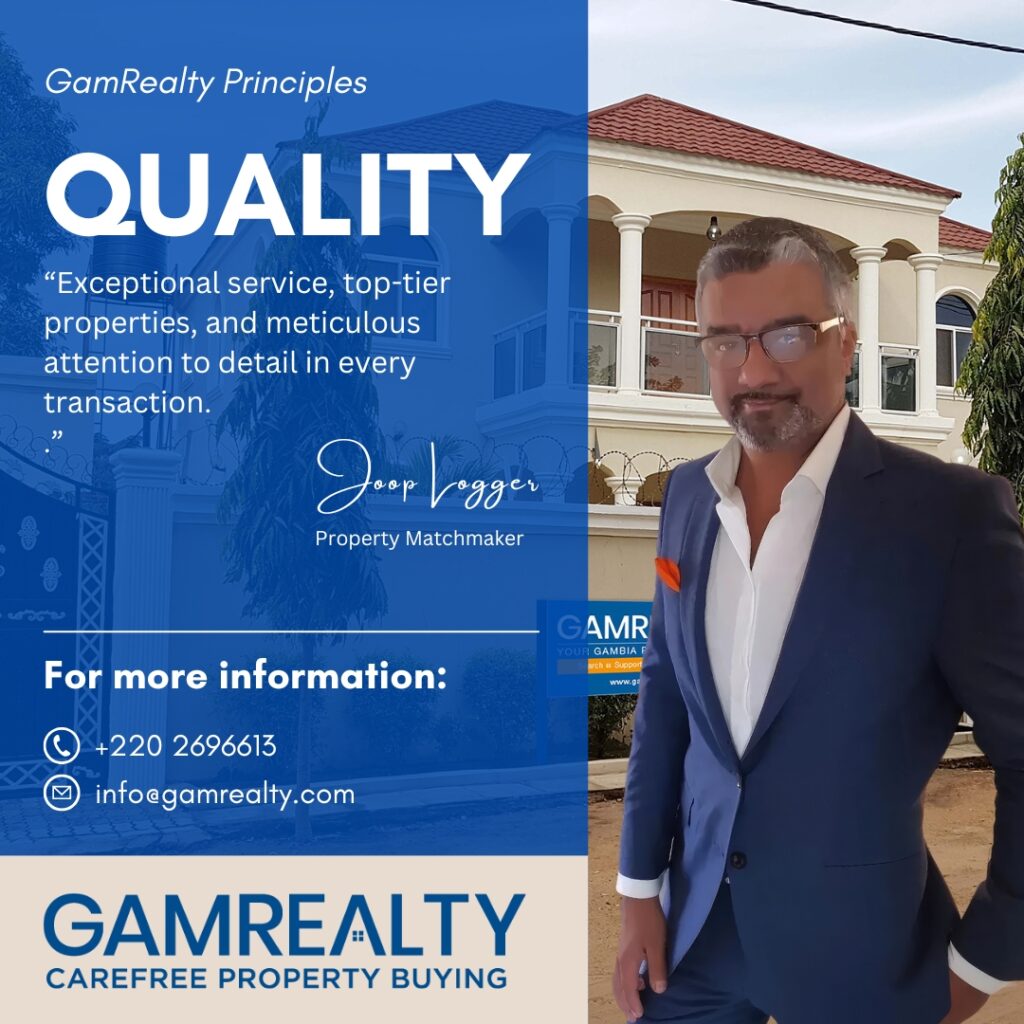 Gamrealty Principles ad_Quality Real Estate Gambia